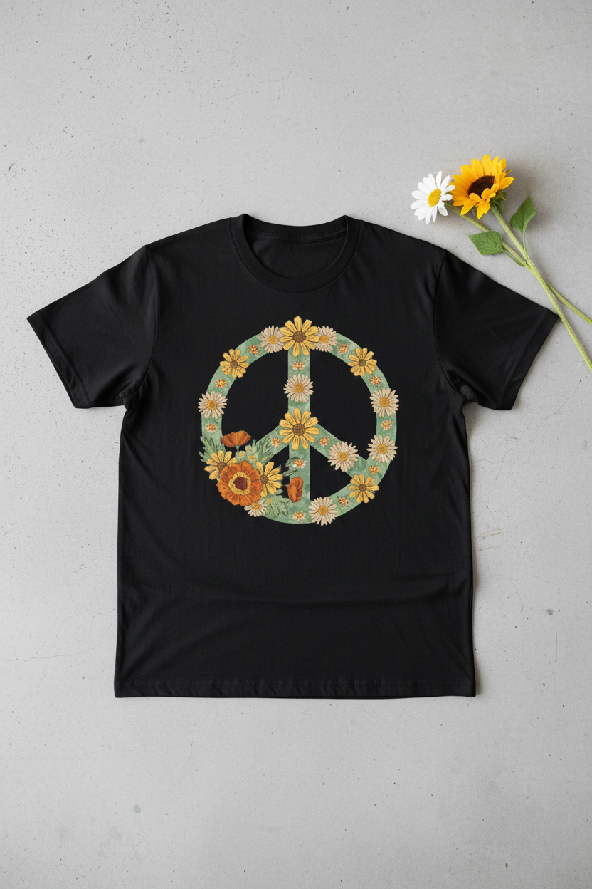 Floral Peace Black - Lay Flat