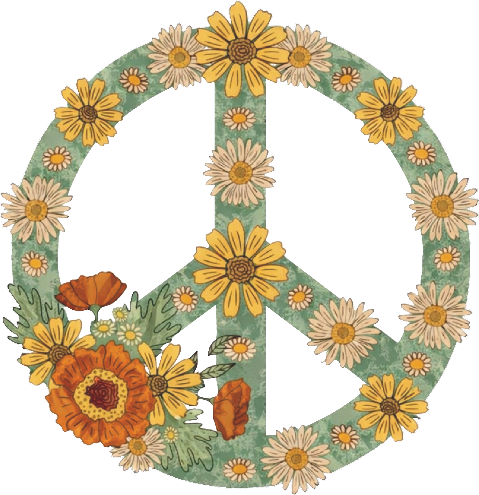 🌸 Floral Peace Sign T-Shirt | Daisy & Sunflower ☮️