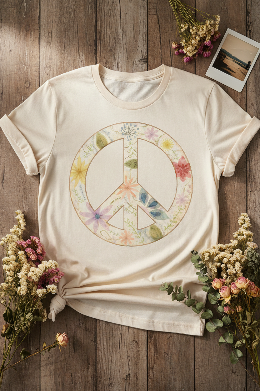 Pastel Peace Tee - Lay Flat