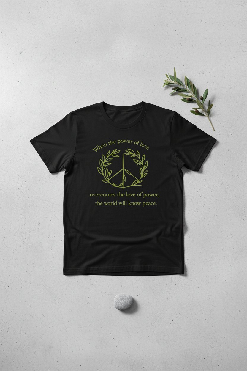 Power of Love Black Tee - Lay Flat