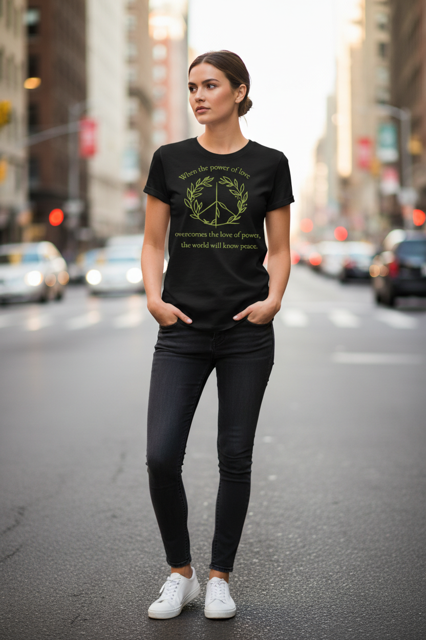 Power of Love Black Tee - Standing