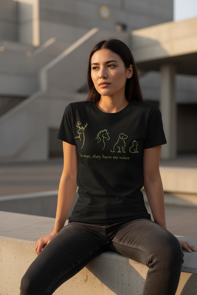 Sitting – Black Tee Green Print