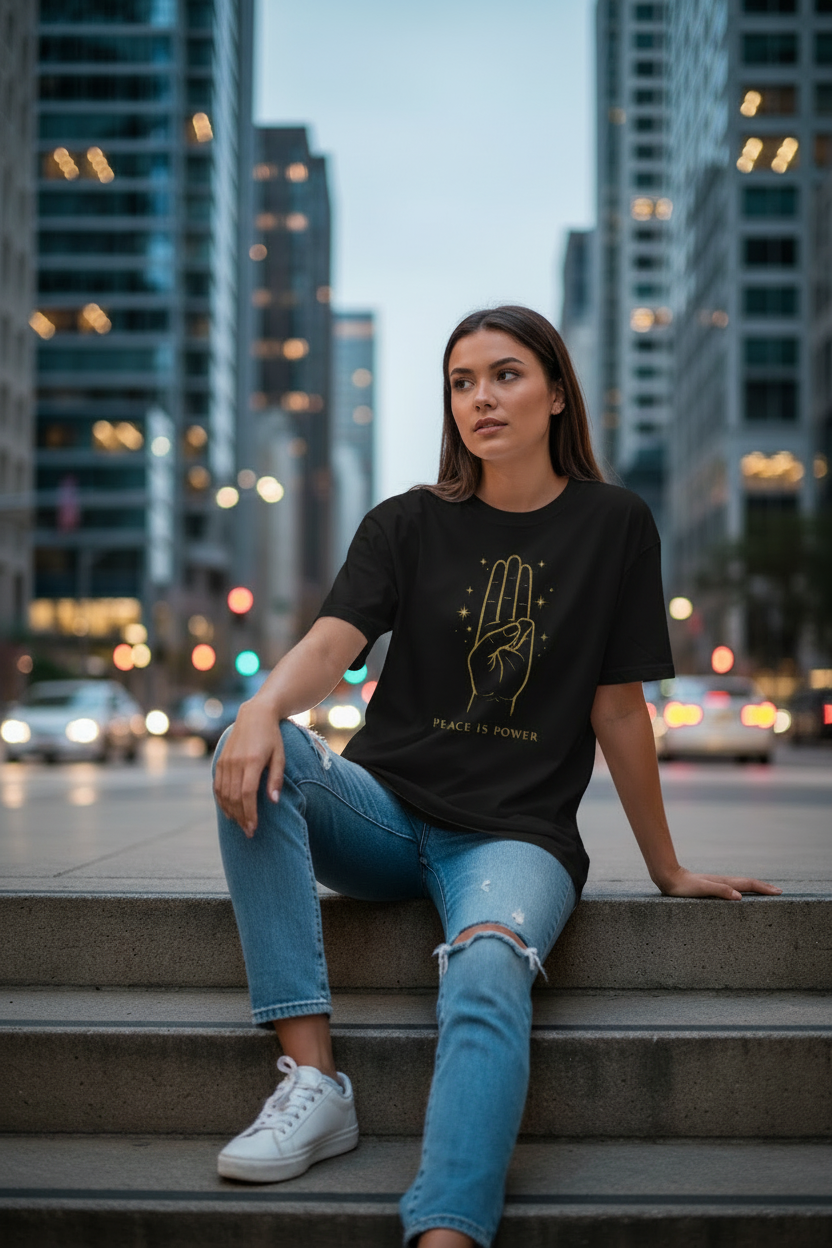 Sitting - Black Tee