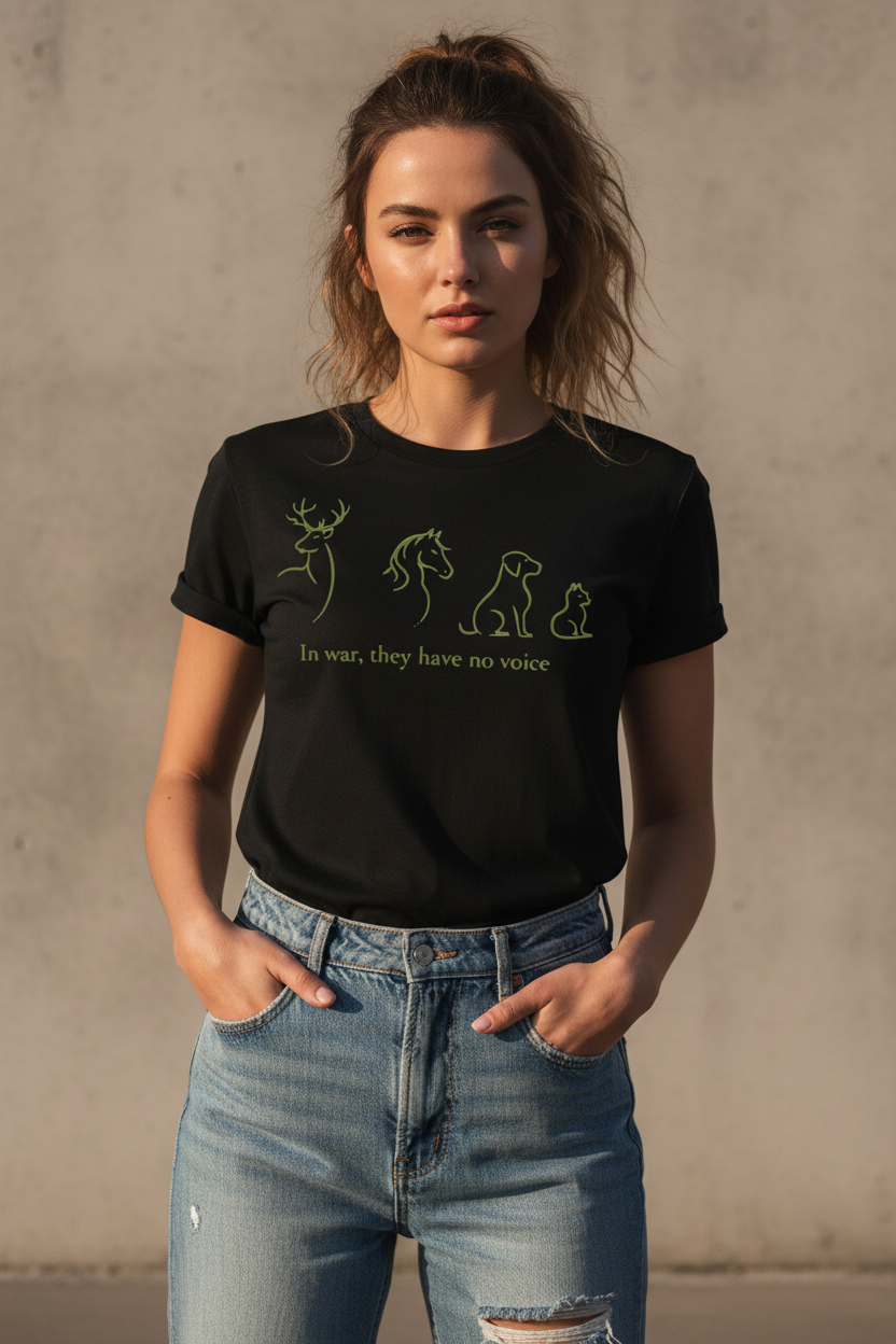 Standing – Black Tee Green Print