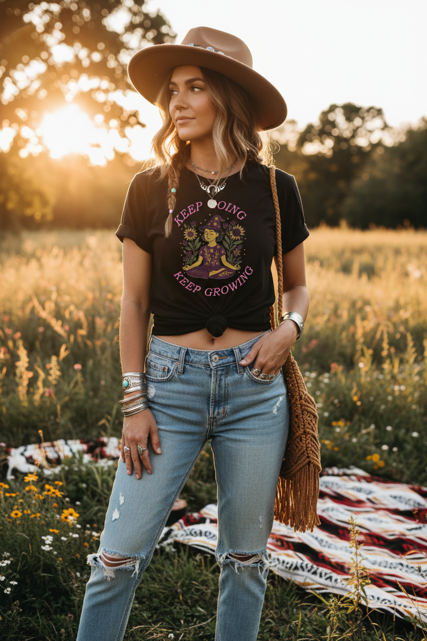 T-shirt tied at the side