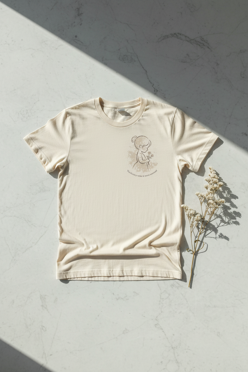 War Destroys Pocket Cream Tee - Lay Flat